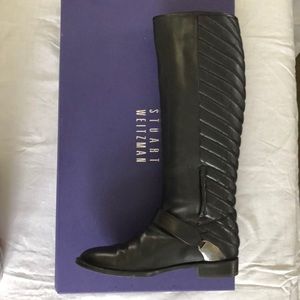 Stuart Weitzman Black Calf Raceway Boots